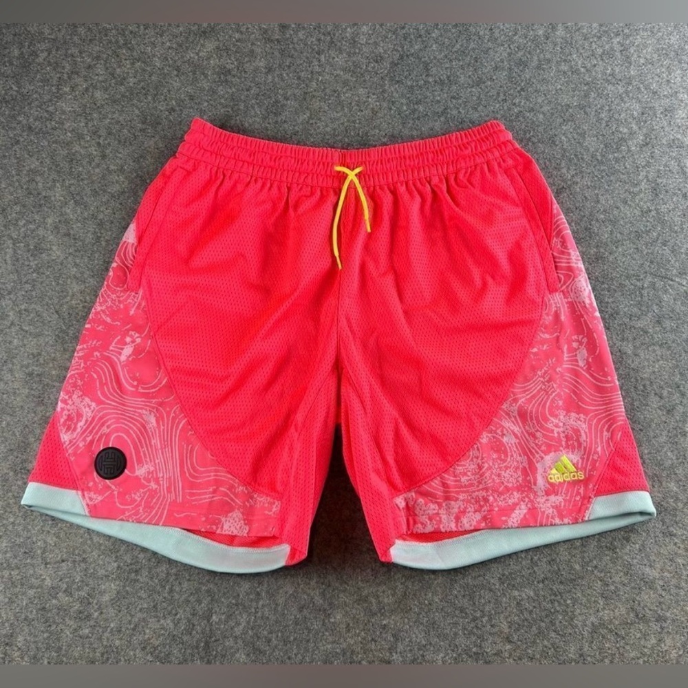 Mens Adidas James Harden SAMPLE Shorts Sz Medium RARE Loose Fit Basketball Pink